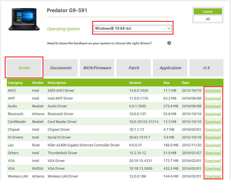 download handling of