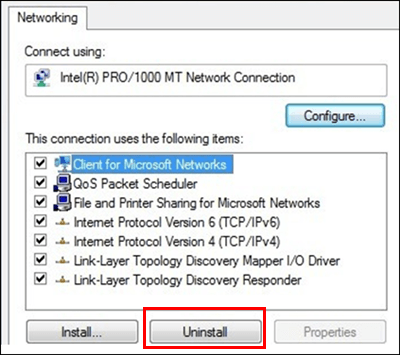 Completely Delete Network Connection Vista