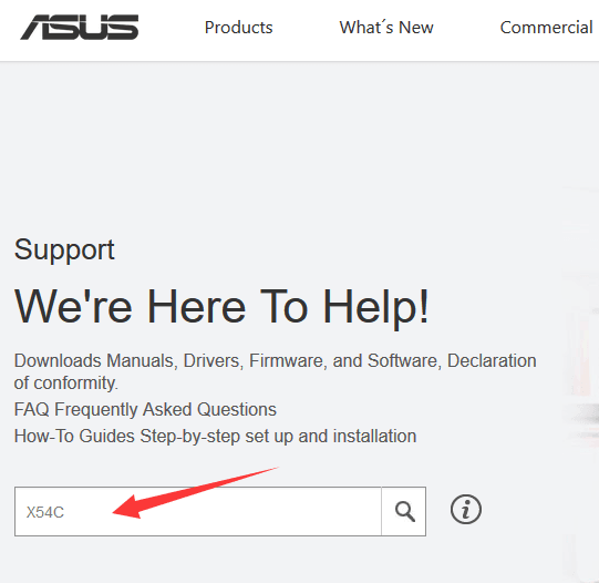 search-for-asus-x54c-drivers-on-the-support-page.png