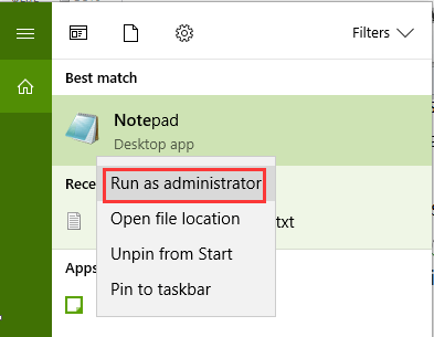 notepad-run-as-administrator-fix-internet-connected-browser-not-working