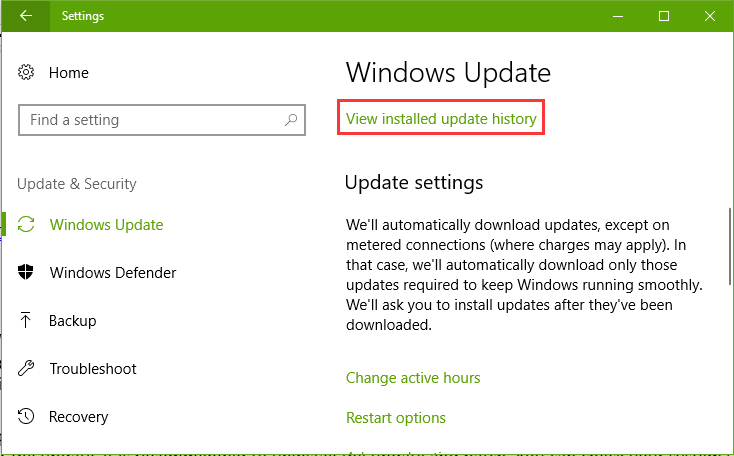 view-installed-update-history-windows-10