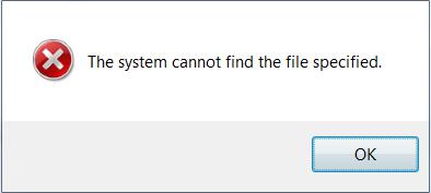 the system cannot find the file specified