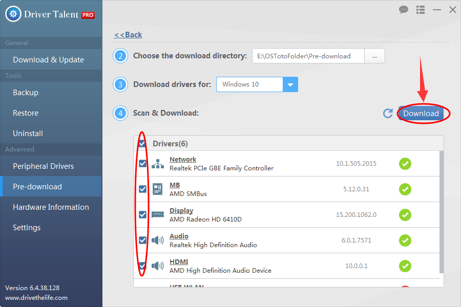 start download drivers