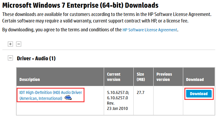 hp idt audio driver windows 10 64bit