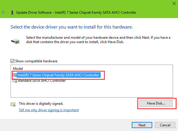 standard sata ahci controller driver windows 10 msi