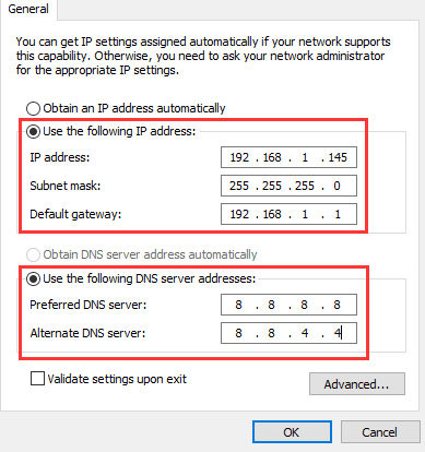 ethernet doesnt have a valid ip configuration hatası windows 10