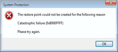 0x8000ffff paso en falso de Windows 7