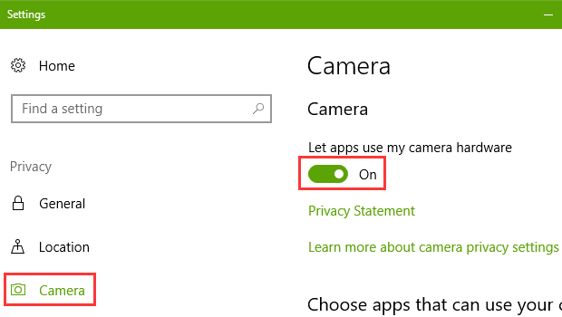 how to enable camera on windows 10 laptop
