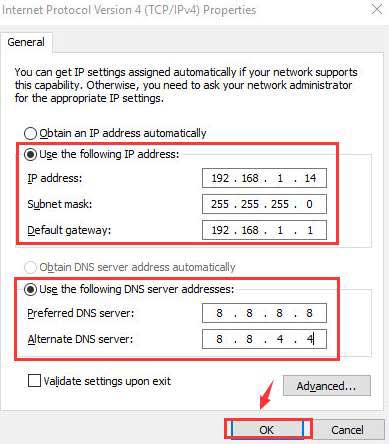 ethernet valid ip configuration windows 10