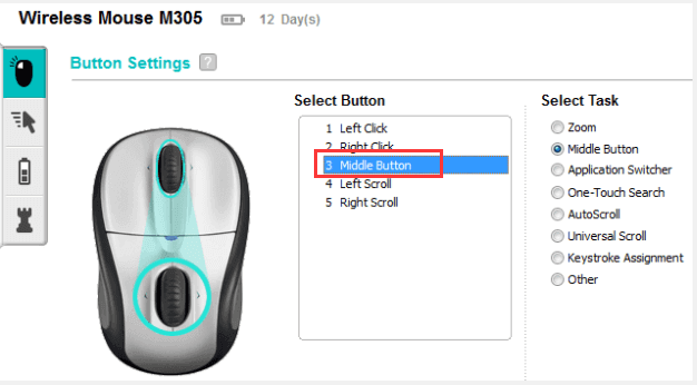 middle mouse button windows 10