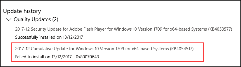 Install error 0x80070643 Install error 0x80070643