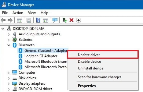 microsoft generic bluetooth driver windows 7