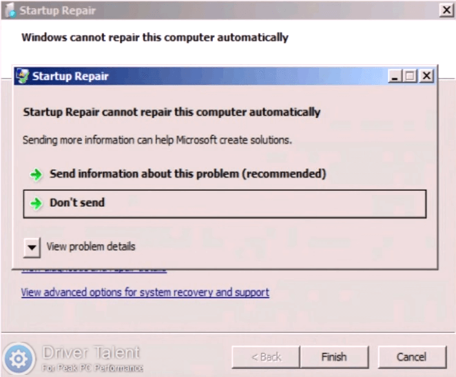 Fix Windows Cannot Repair This Computer Automatically Driver Talent