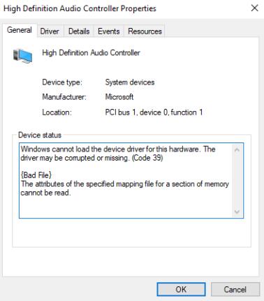 realteck 8821ae driver not loading error 39