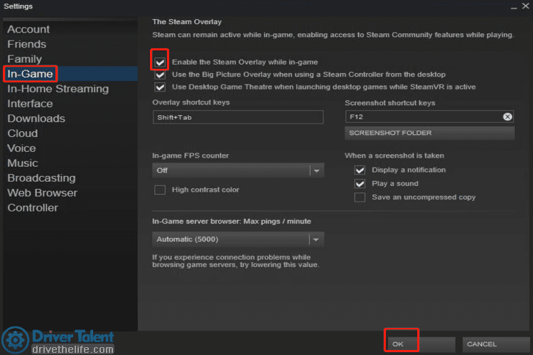 disable the in-game overlays