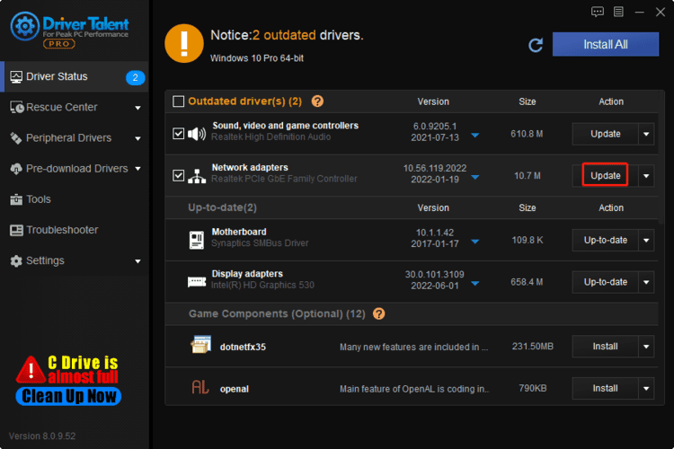 update network drivers