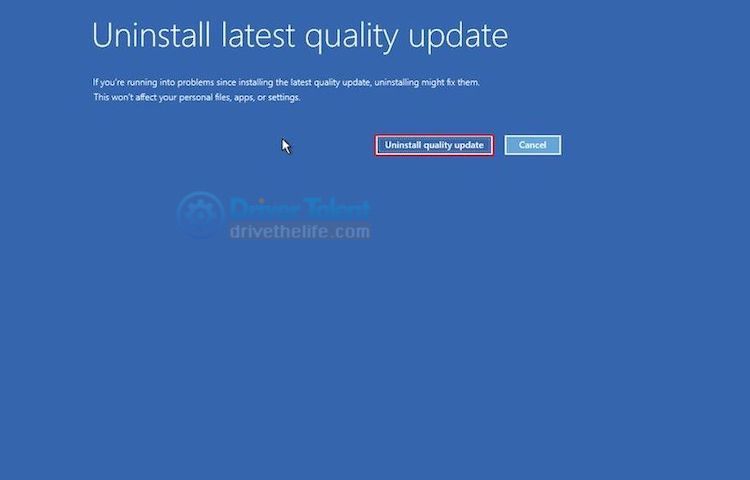 Uninstal quality update