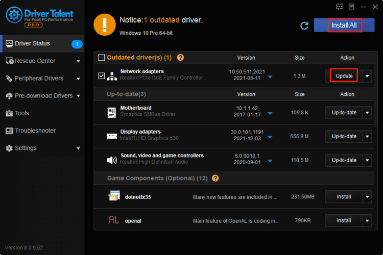 update network driver