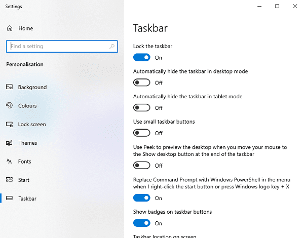 Taskbar-settings