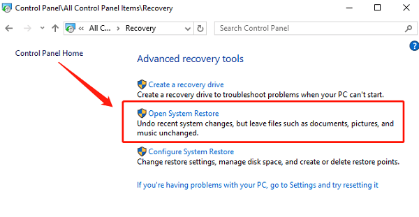 open-system-restore