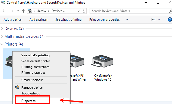 click-printer-properties
