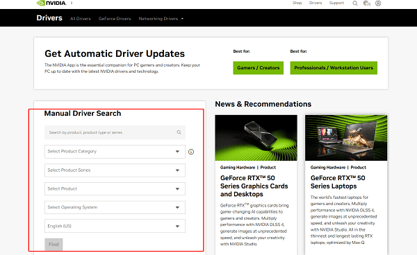 search-for-NVIDIA-drivers
